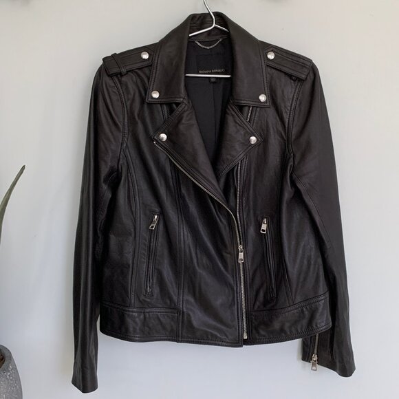 Banana Republic Classic Leather Moto Jacket NWOT - Picture 3 of 6